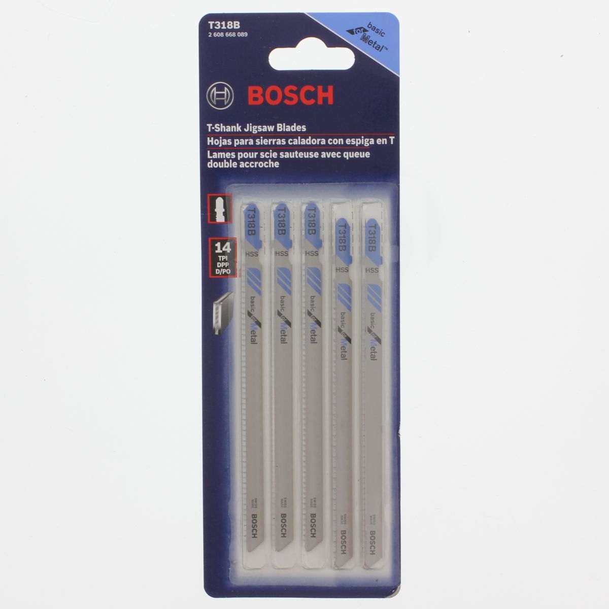 Bosch T318B 14 TPI x 5-1/4" High Speed Steel Jig Saw Blades, 5/PKG