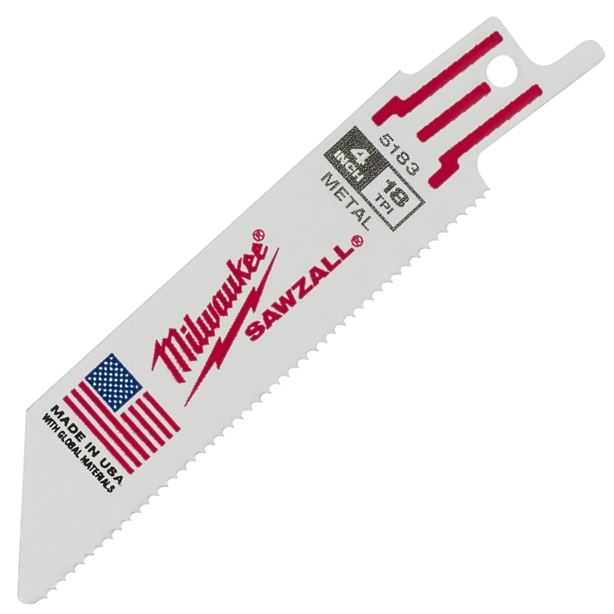 Milwaukee 48-00-5183  4" 18 TPI; Metal Cutting Super Sawzall Blade