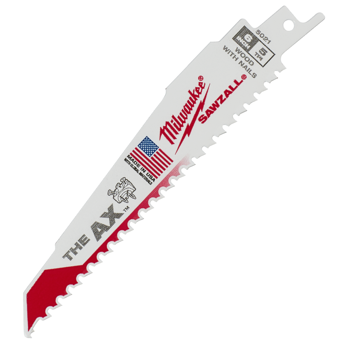 Milwaukee 48-00-5021  6" 5 TPI; Wood Cutting Super Sawzall Blade