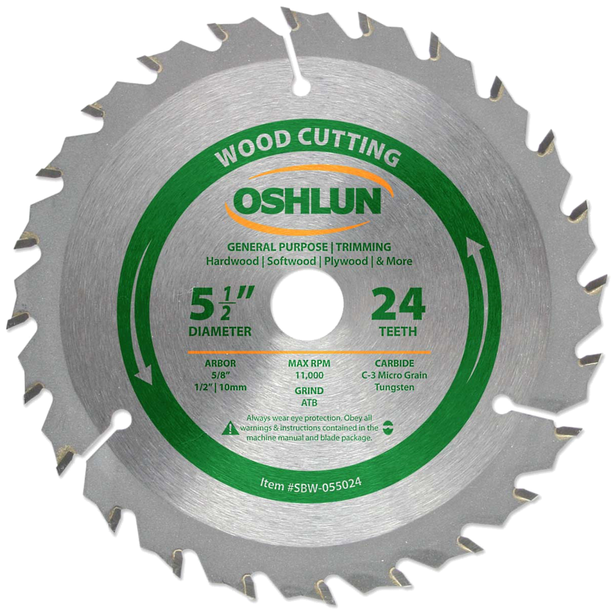 Oshlun SBW-055024 5-1/2" x 24T 1/2" Carbide Circular Saw Blade