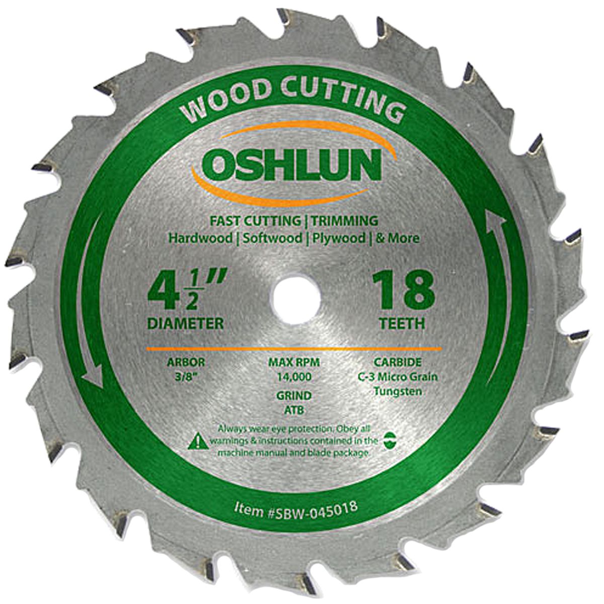 Oshlun SBW-045018 4-1/2" x 18T 3/8" Circular Saw Blade