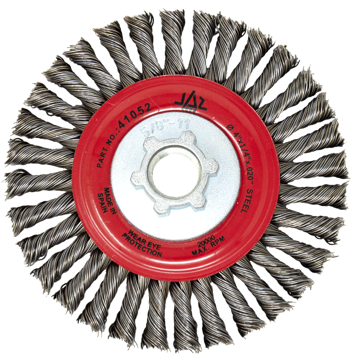 4"  x M10.125 Arbor .020" Knot Type Stringer Bead Wire Wheel — Steel