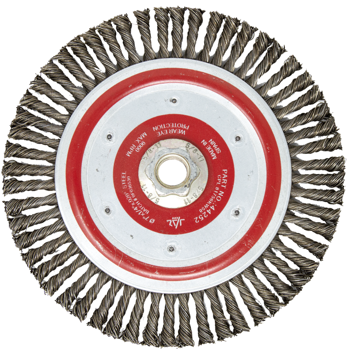 7" x 5/8"-11 Arbor .020" Knot Type Stringer Bead Wire Wheel — Steel