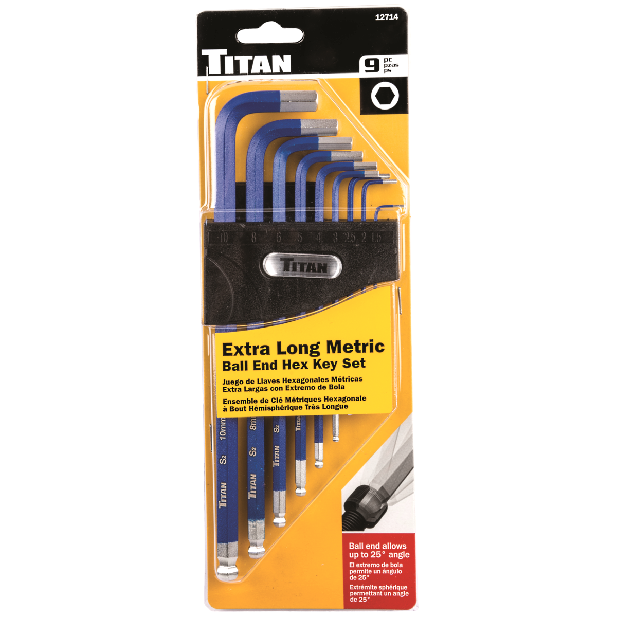 Screw Products Titan Metric Ball End Hex Key Set — 9 pc.