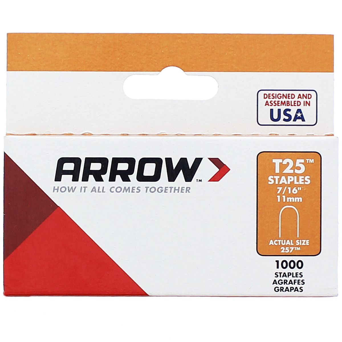 Arrow 7/16" T-25 Staples, 1000/PKG