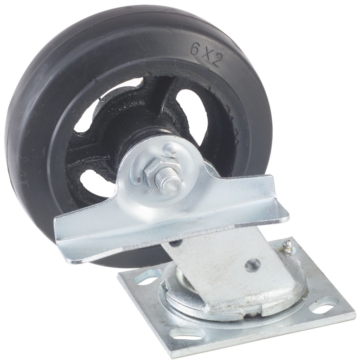 6" x 2" Swivel Medium-Heavy Duty Caster with Brake Mold-on Rubber