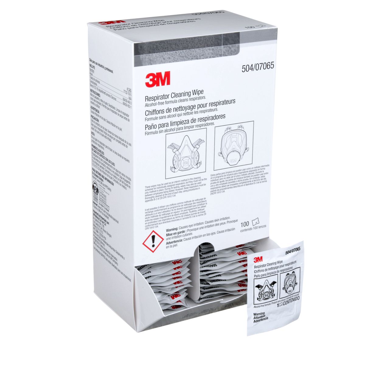 3M™ 504-07065 8" x 10" Respirator Cleaning Wipes, 100/Box