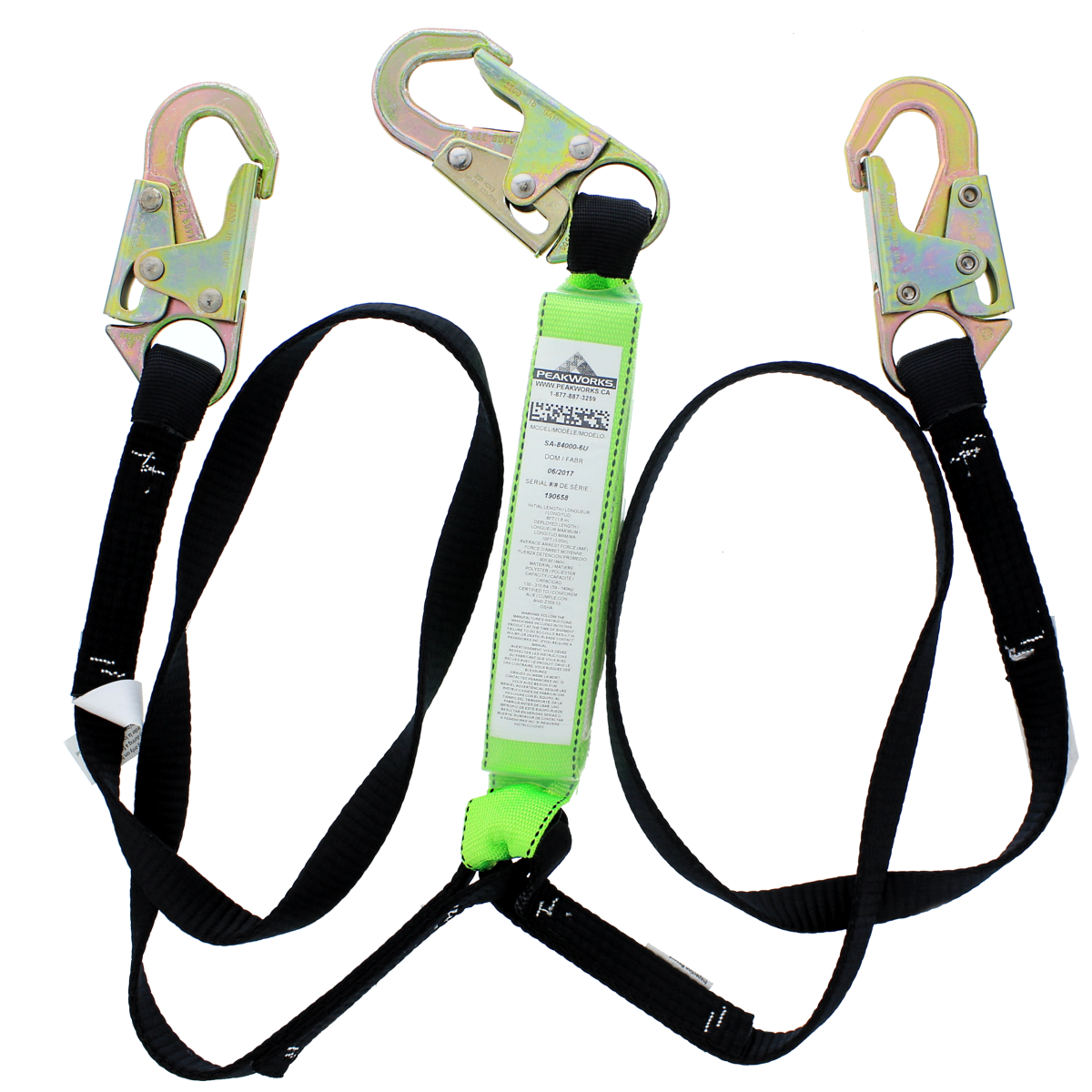 6' Twin Leg Shock Absorbing Lanyard