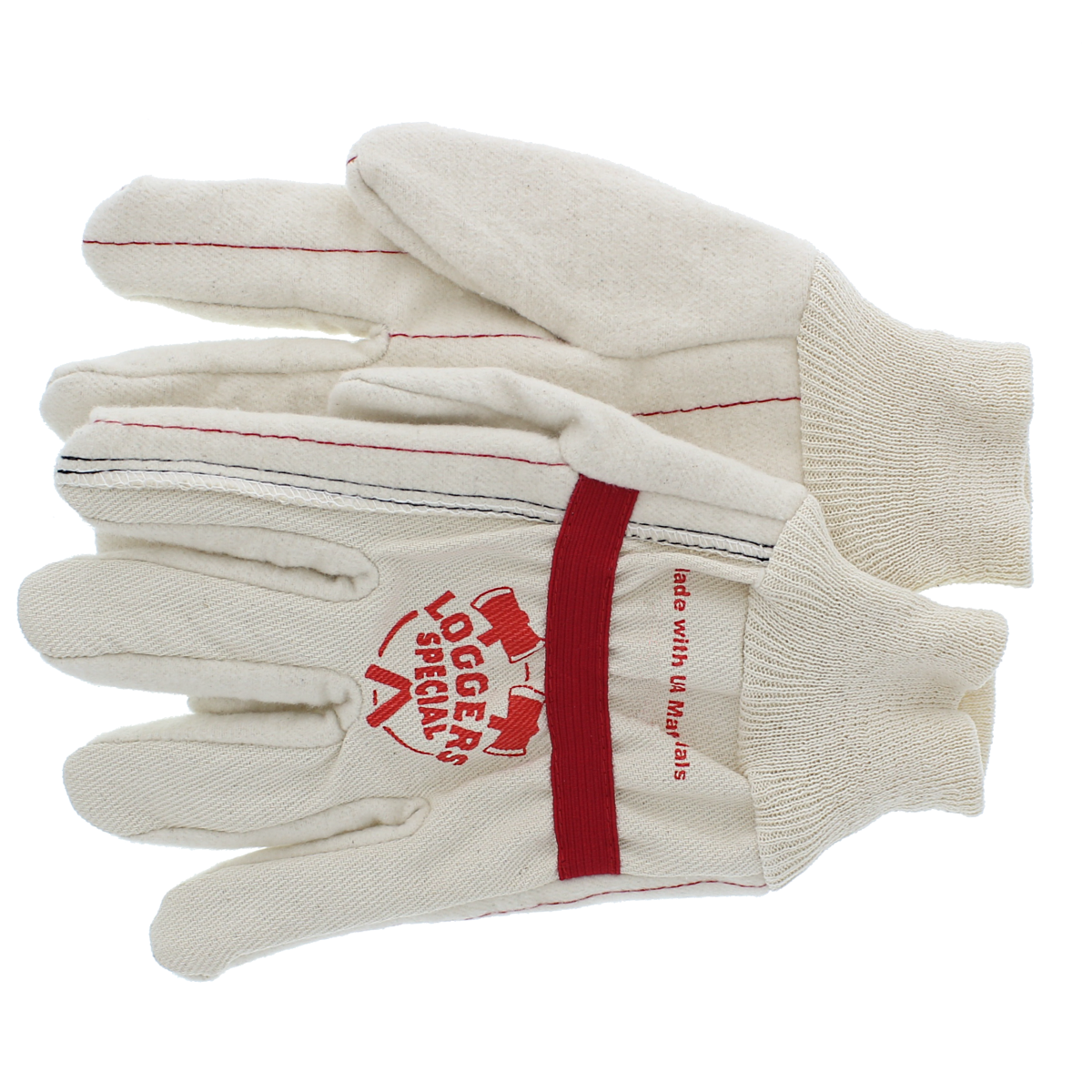 Logger Cotton Gloves — Elastic Band, Large