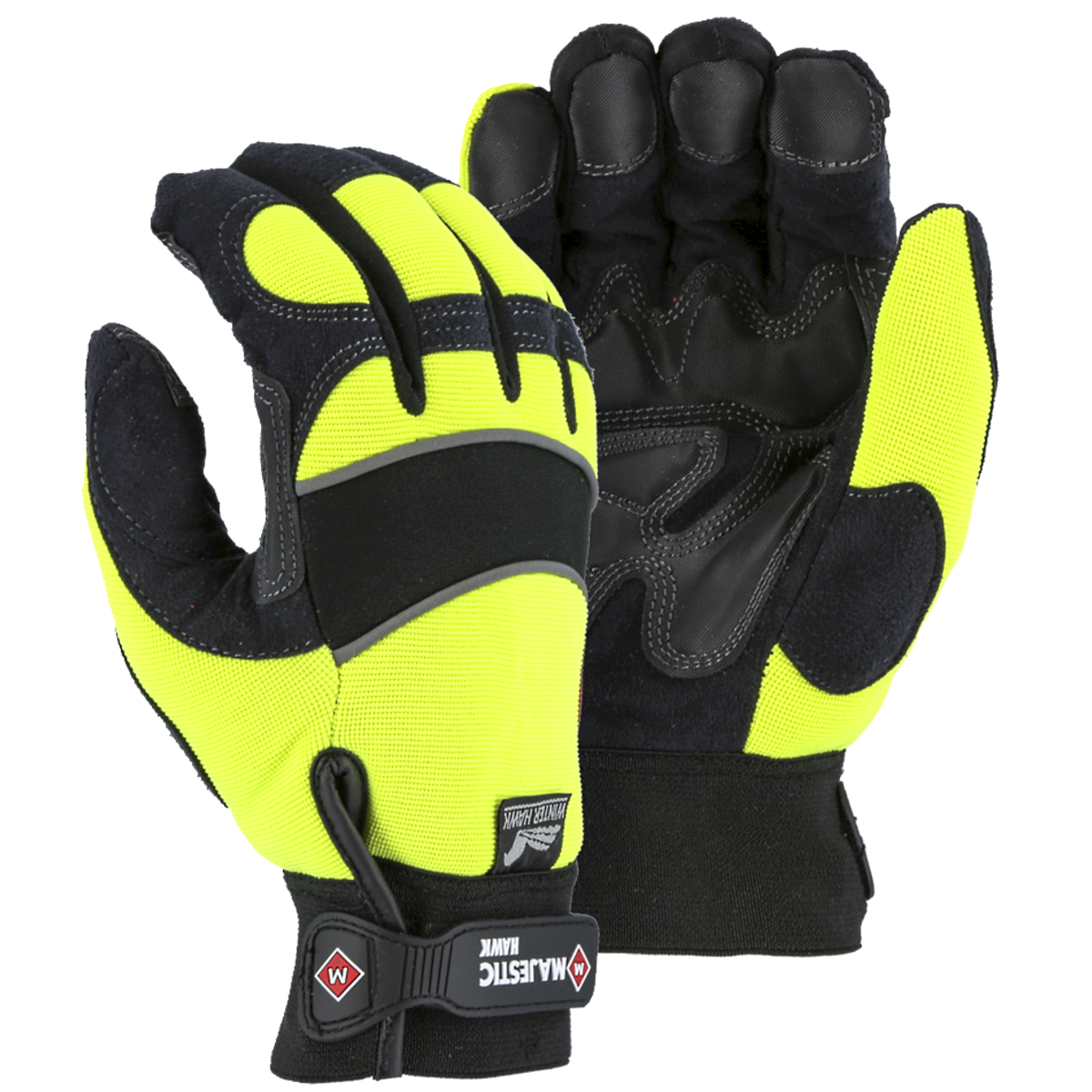 Winter Lined Armor Skin Hi Viz Mechanics Gloves — Yellow/Black, X-Small