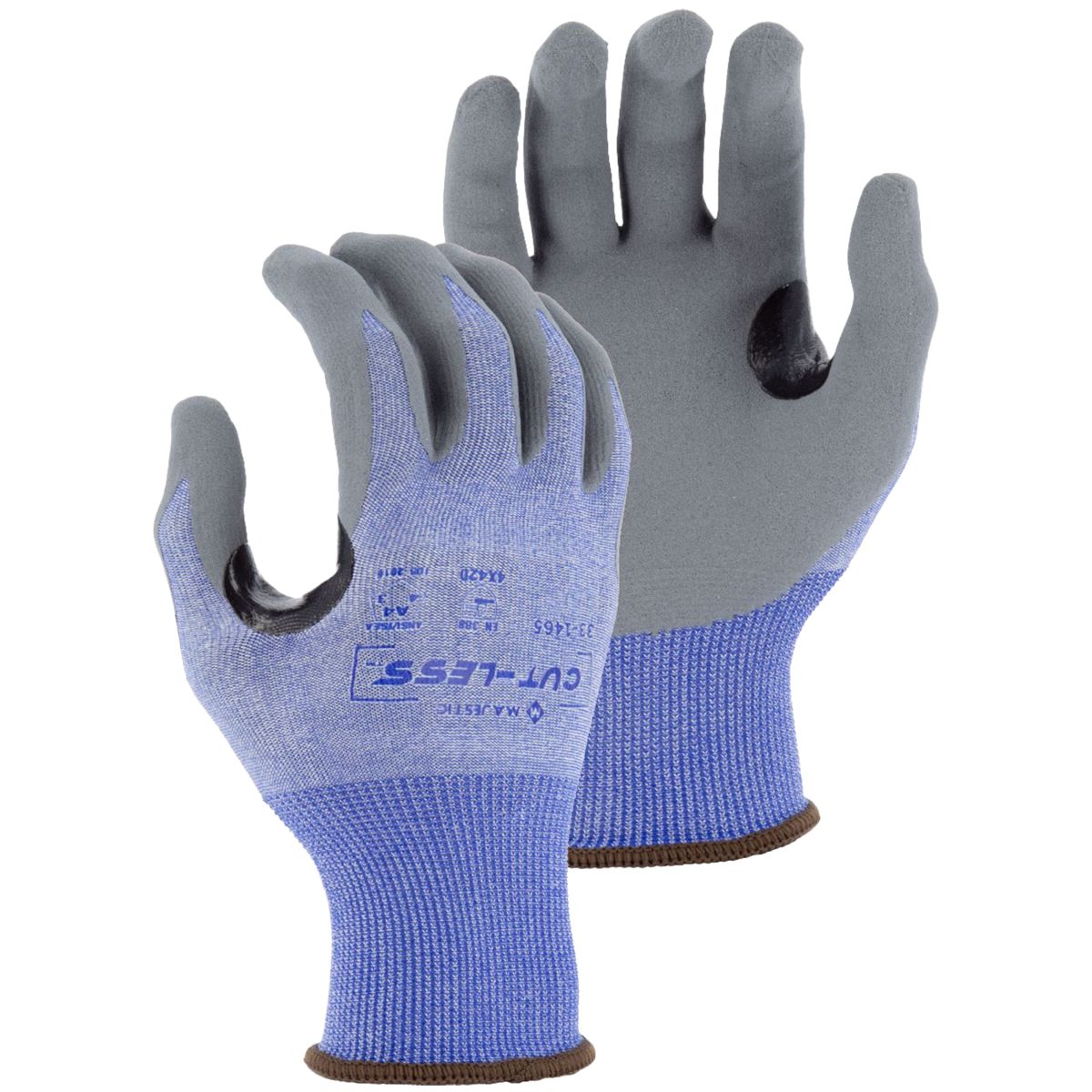 Cut-Less Korplex Seamless Knit Blue Glove/Foam Nitrile Palm Cut Level A4 - Small