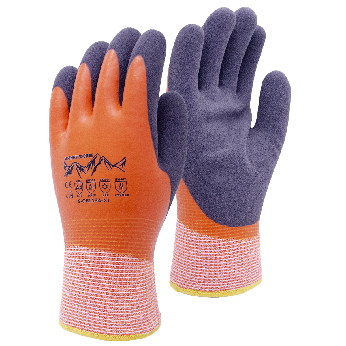 Fully Coated Thermal Cut Resistant Gloves Cut Level A4 Orange 9-ORL134- Medium