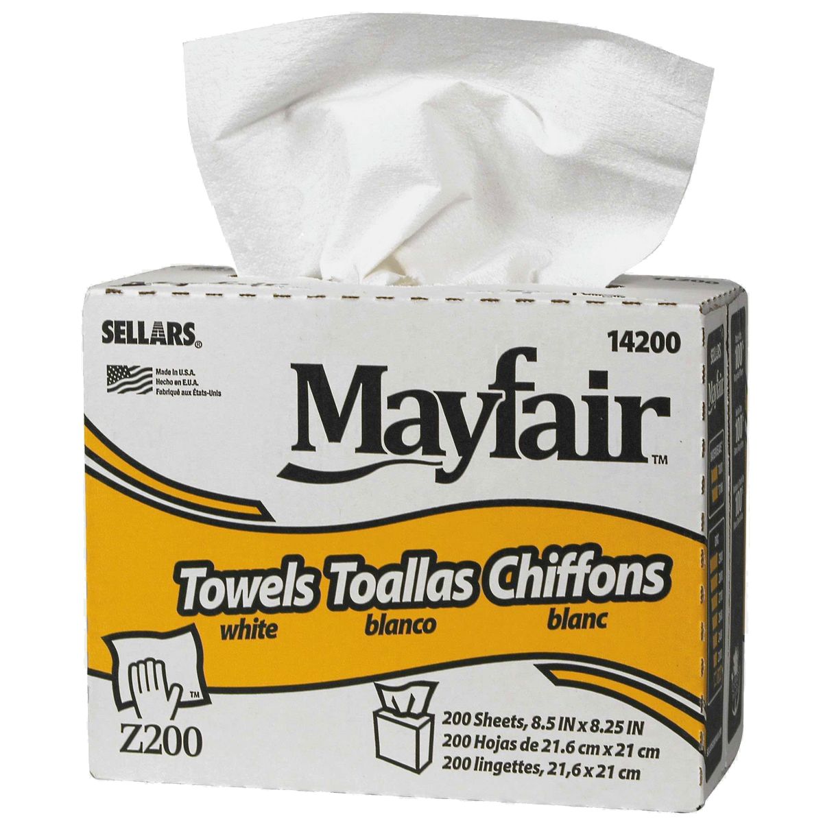 Sellars Mayfair® Z200 Light Duty Interfold White Towels, 200/Box