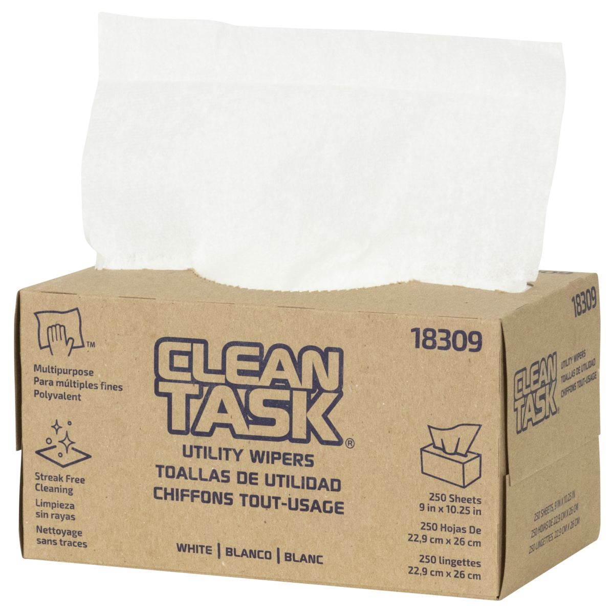 Sellars 18309 Clean Task White Utility Wipers 250/Box