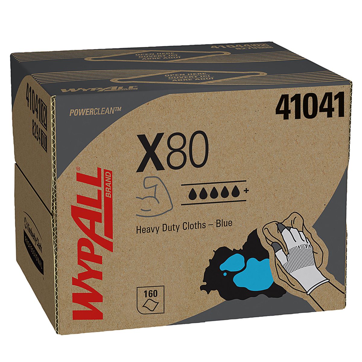 WypAll® X80 Wipers 12.5" x 16.8" Blue, 160/Box