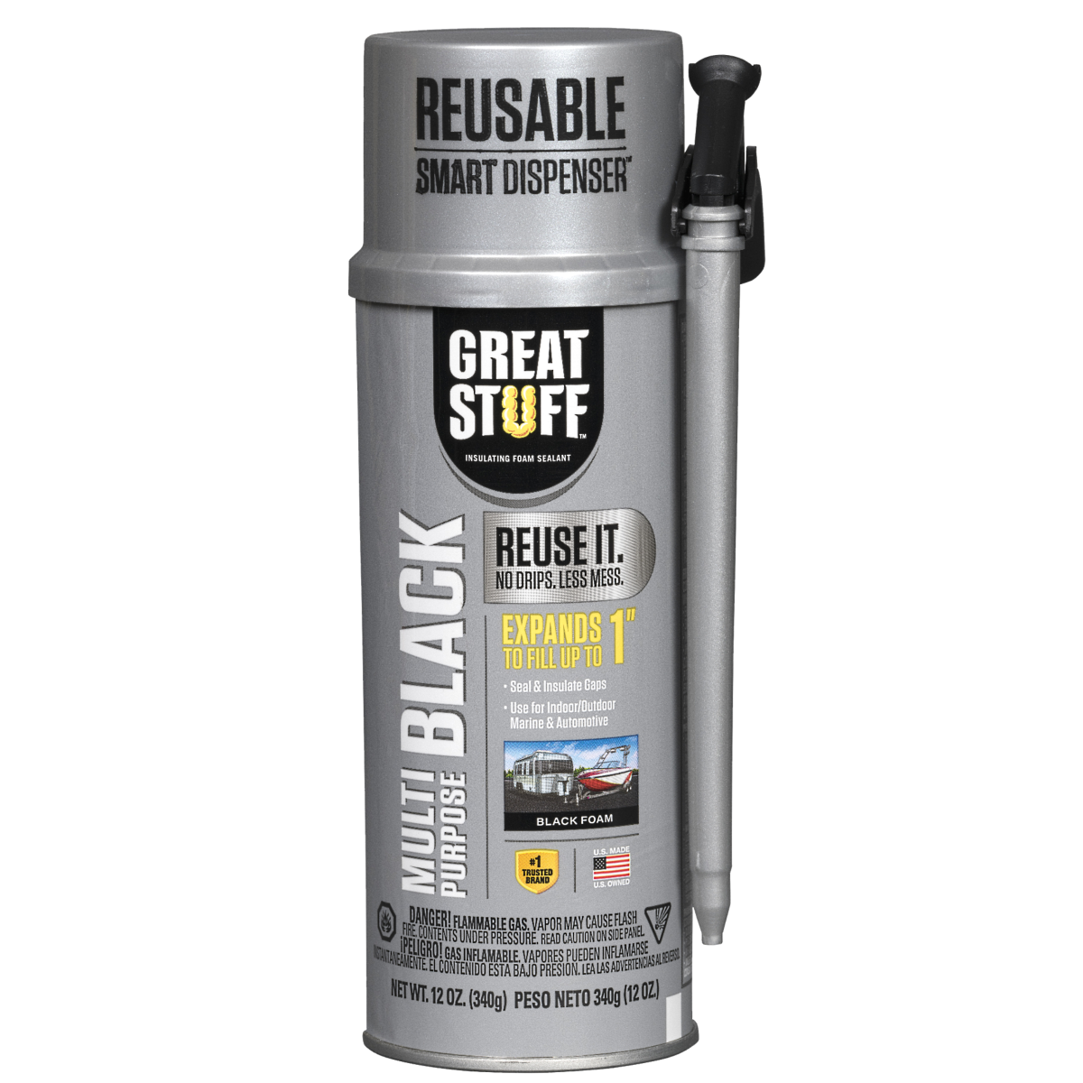 Great Stuff Multi-Purpose Black Insulating Foam Sealant with Smart  Dispenser, Indoor/Outdoor, 12-oz