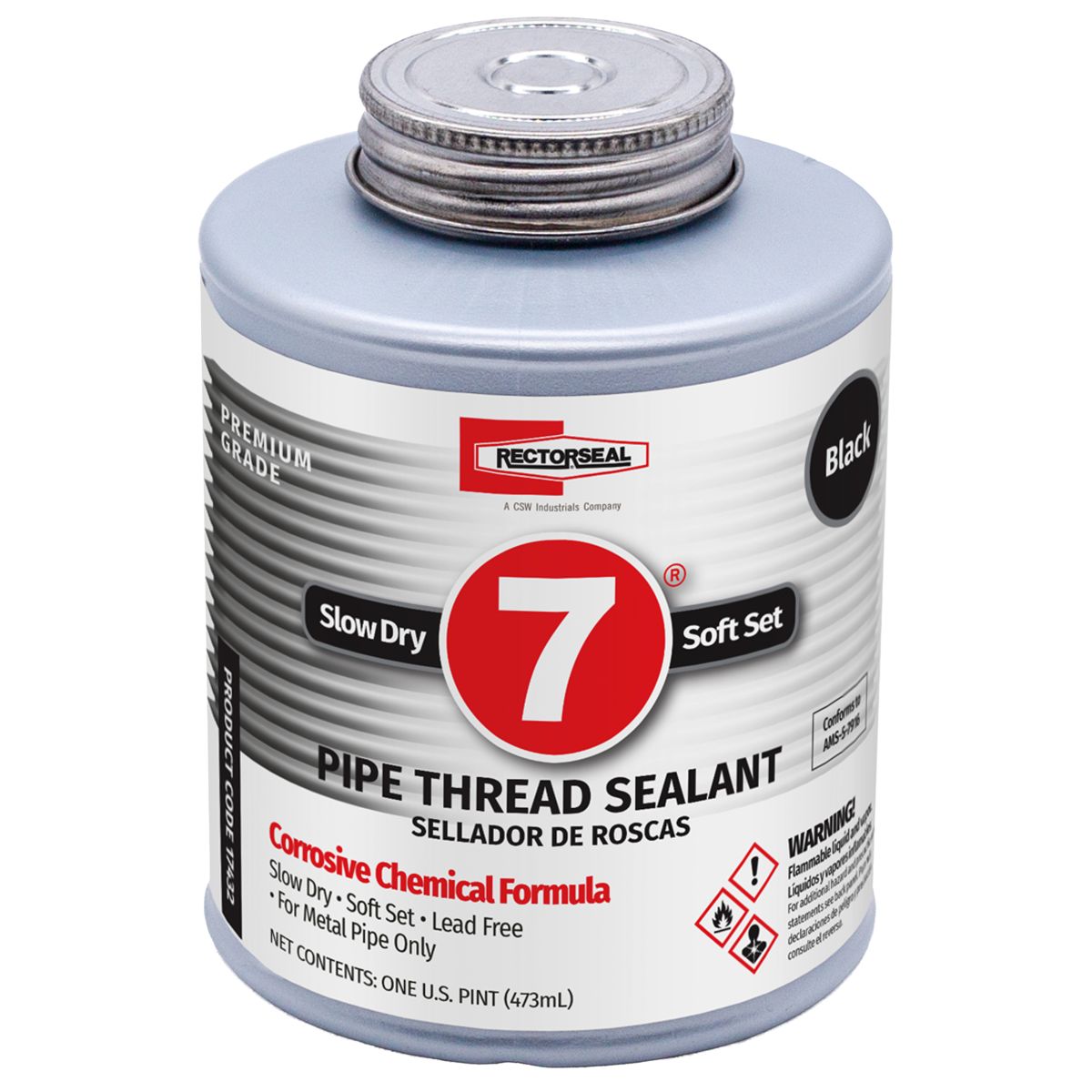 RectorSeal No. 7 Pipe Thread Sealant for Corrosive Chemicals - 1 Pint Brush Top Can