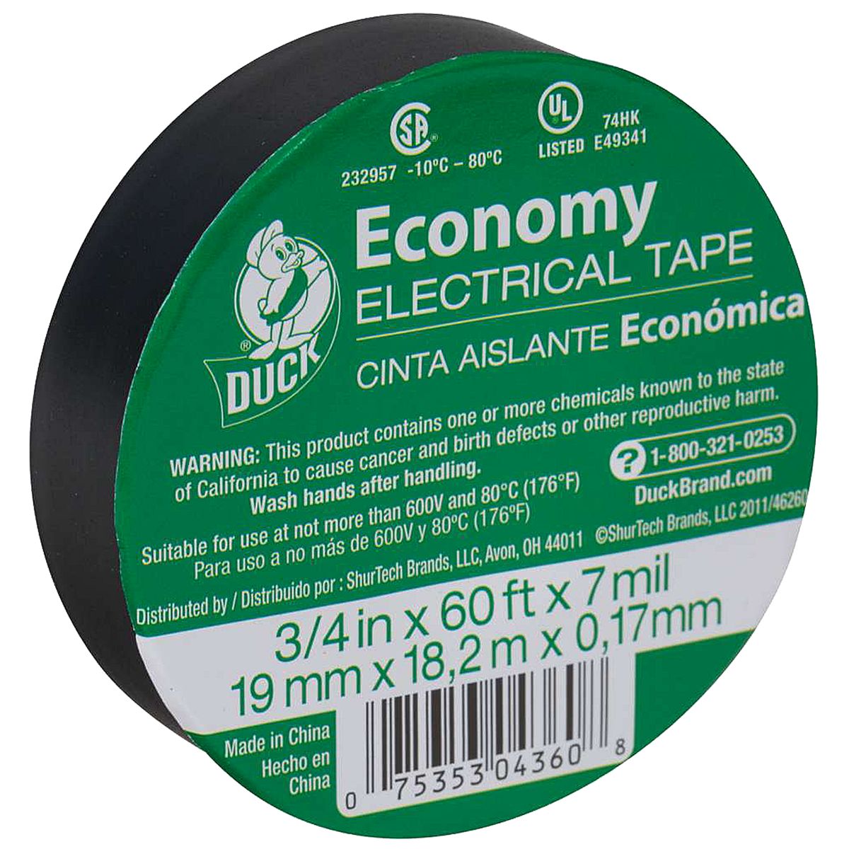 3/4" x 60' Electrical Tape — Black Vinyl