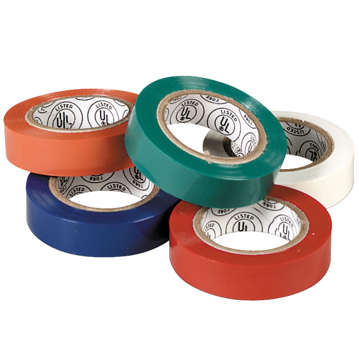 1/2" x 20' Electrical Tape — Assorted Colors, 5/PKG