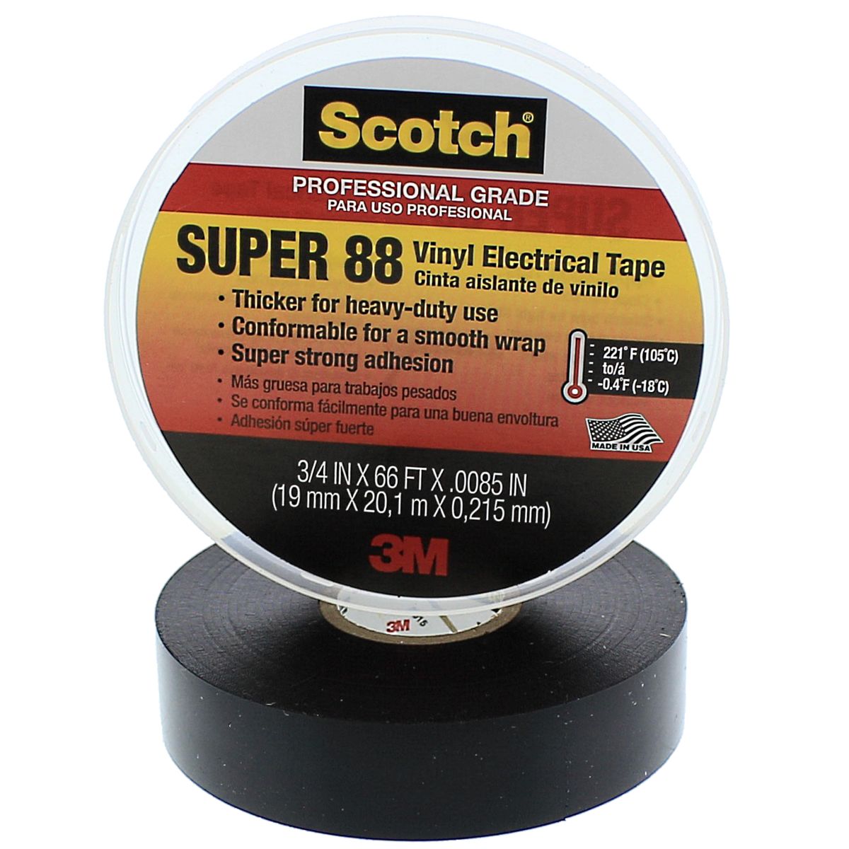 Scotch Super 88 Vinyl Electrical Tape, Black