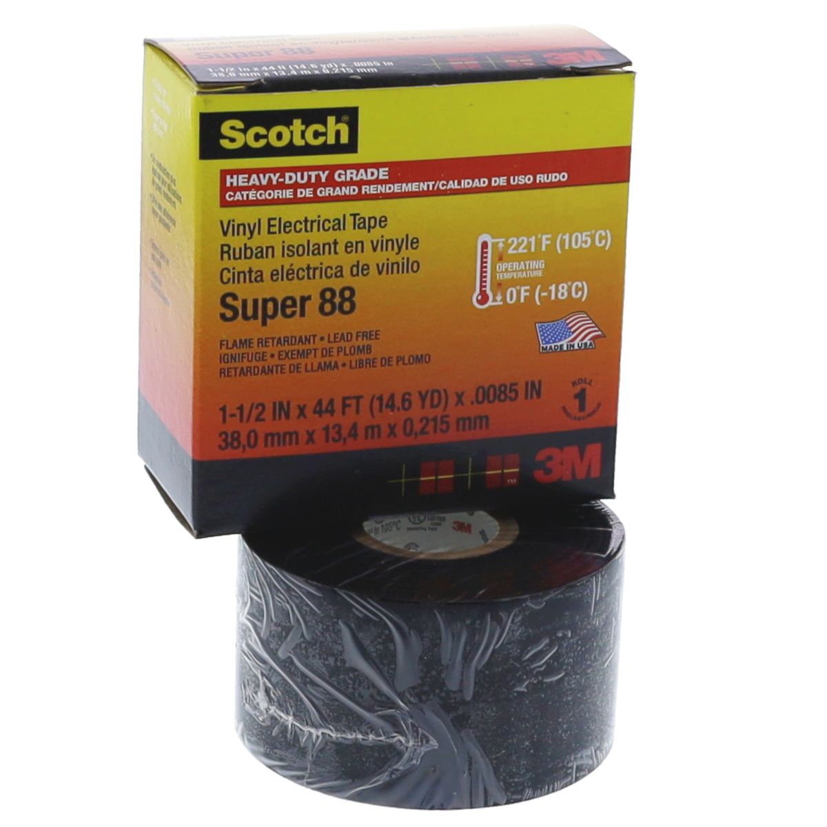 3M™ Scotch® 1-1/2" x 44' Electrical Tape - Super 88 Premium Vinyl