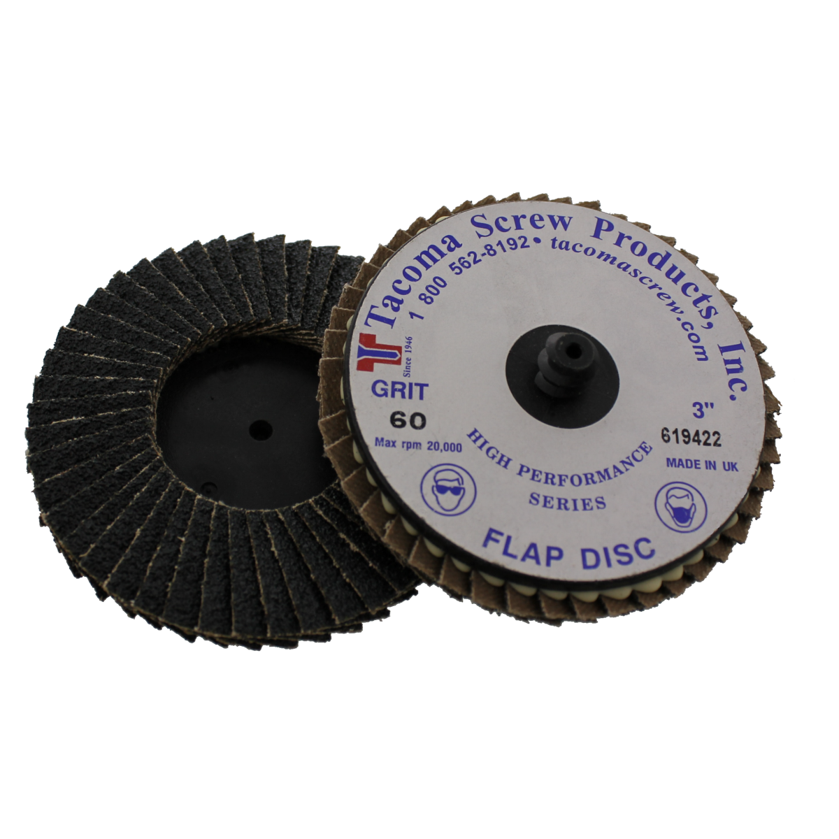Tacoma Screw Products™ 3" 60 Grit Type R High Performance Mini Flap Disc