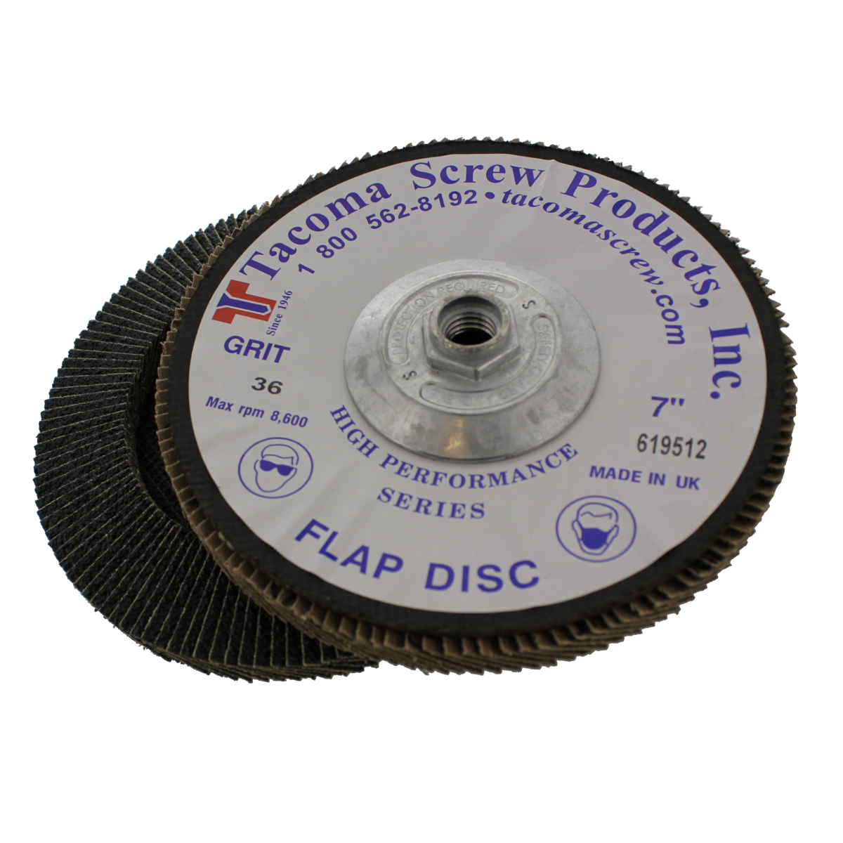 Tacoma Screw Products™ 7" x 5/8"-11 36 Grit Type 29 High Performance Flap Disc