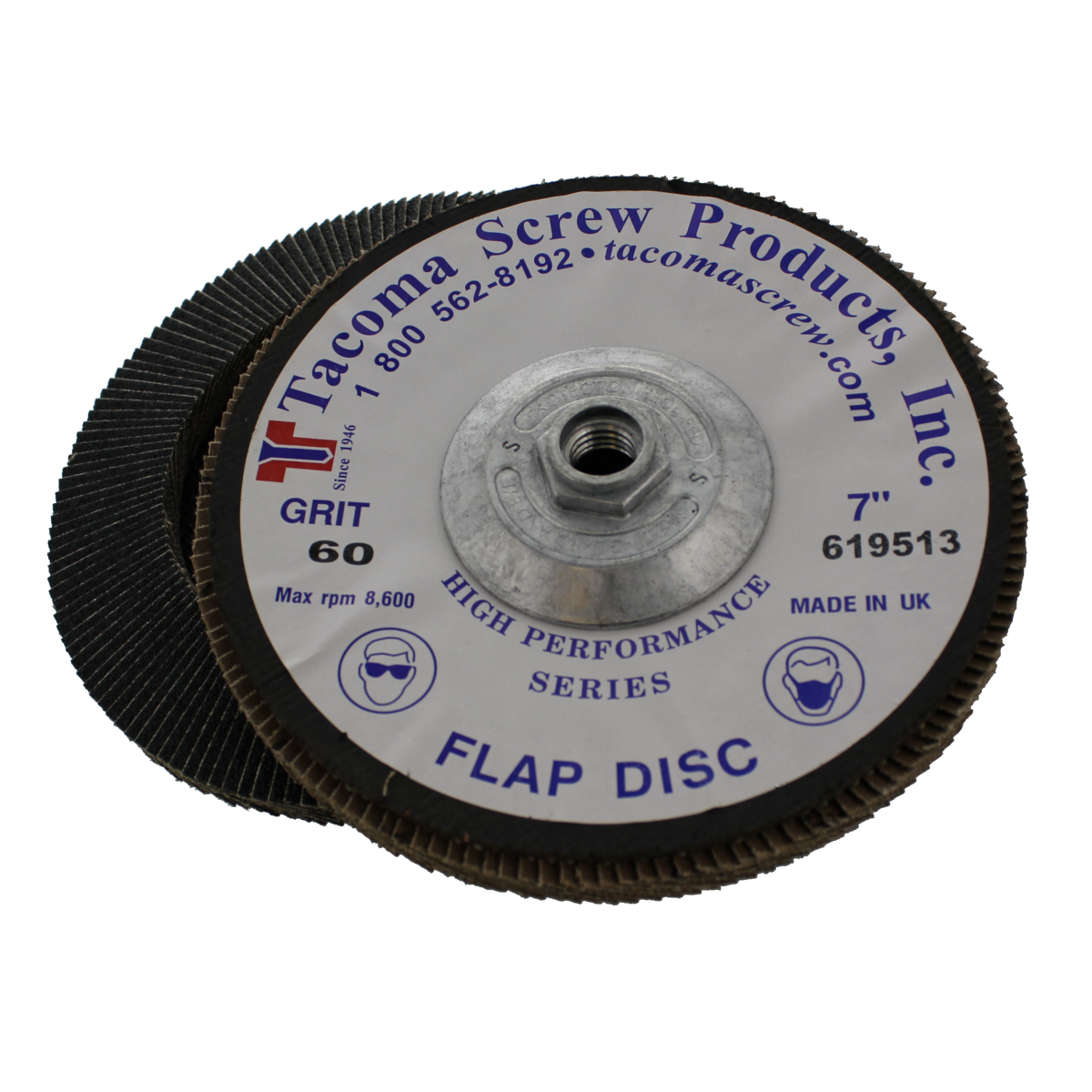 Tacoma Screw Products™ 7" x 5/8"-11 60 Grit Type 29 High Performance Flap Disc