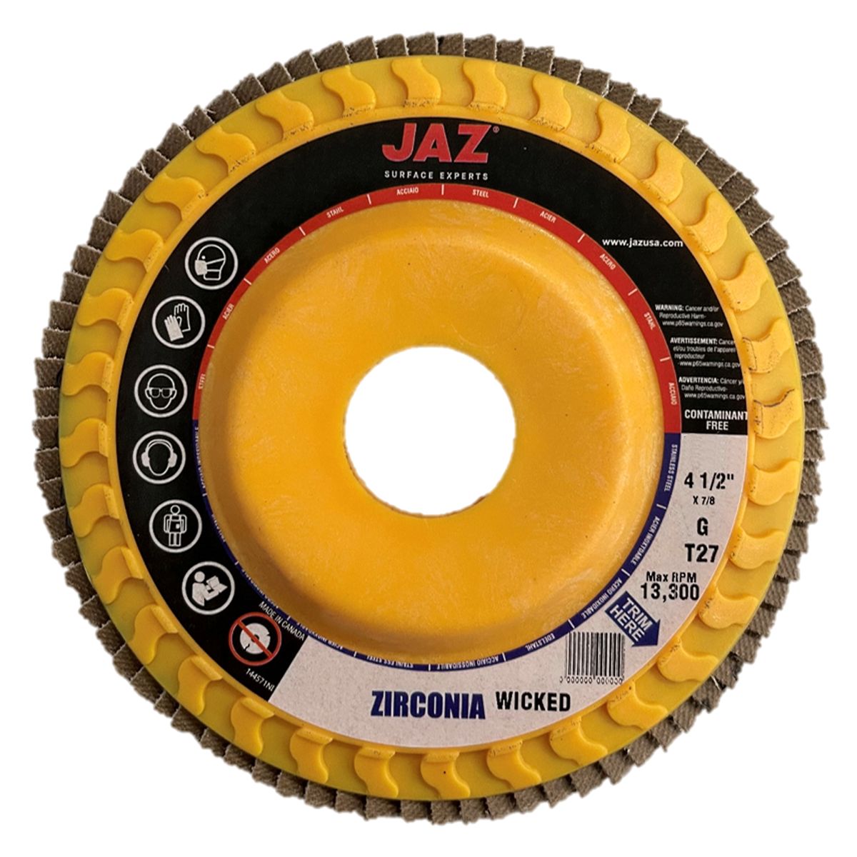 4-1/2" x 7/8" 80 Grit Hybrid Z3 Zirconia Trimmable Flap Disc