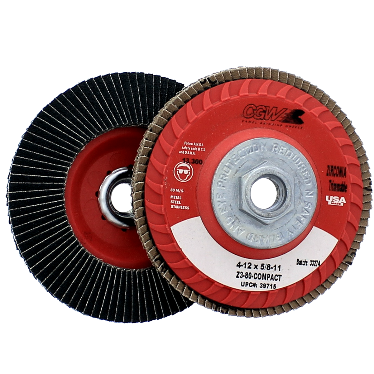 4-1/2" x 5/8"-11 80 Grit Z3 Zirconia Trimmable Flap Disc