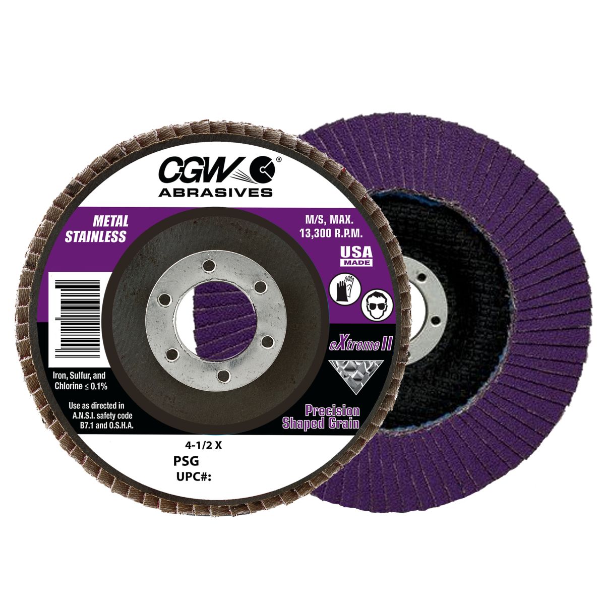 CGW 42851 4-1/2" x 7/8" 40 Grit Type 29 Flap Disc - Extreme II