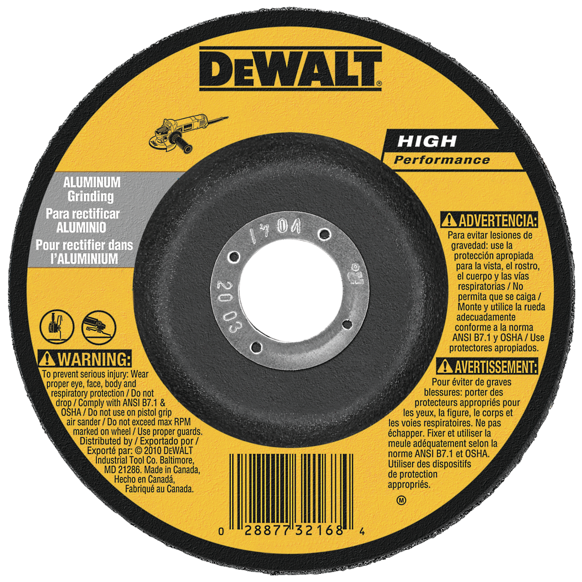 DeWalt DW8400 4" x 1/4" x 5/8" Type 27 Depressed Center Grinding Wheels For Aluminum