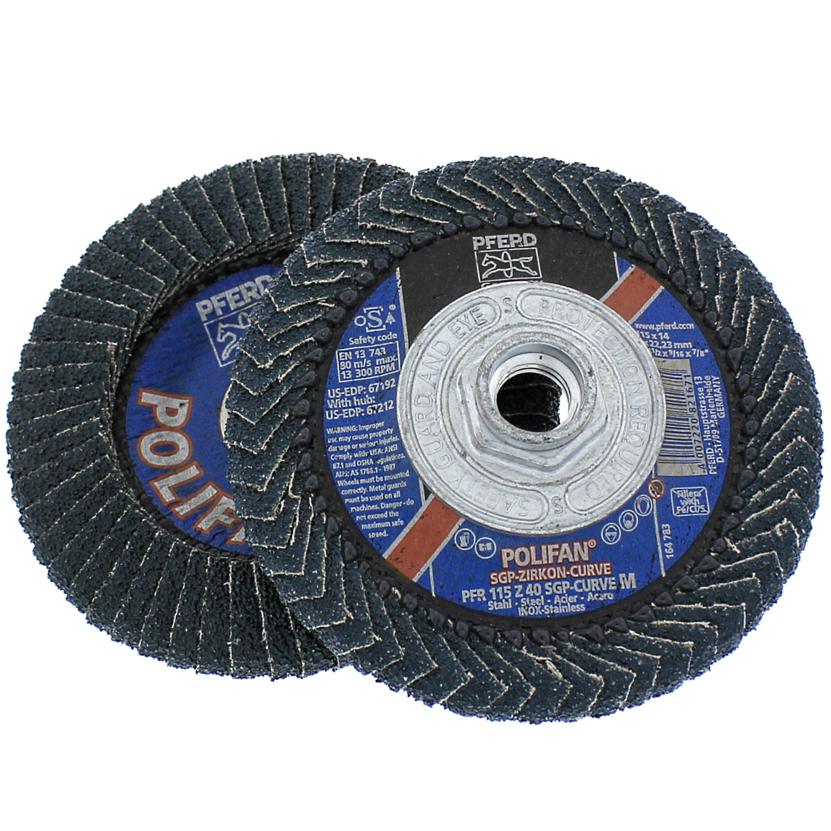 Pferd 67212  4-1/2" x 5/8"-11 40 Grit Polifan Curve Flap Disc
