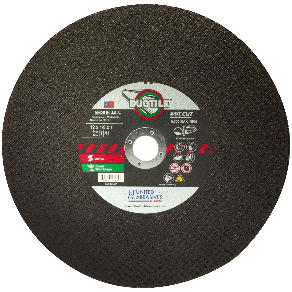 Sait 23458 14" x 1/8" x 20 mm Type 1 Cut-Off Wheel for Ductile