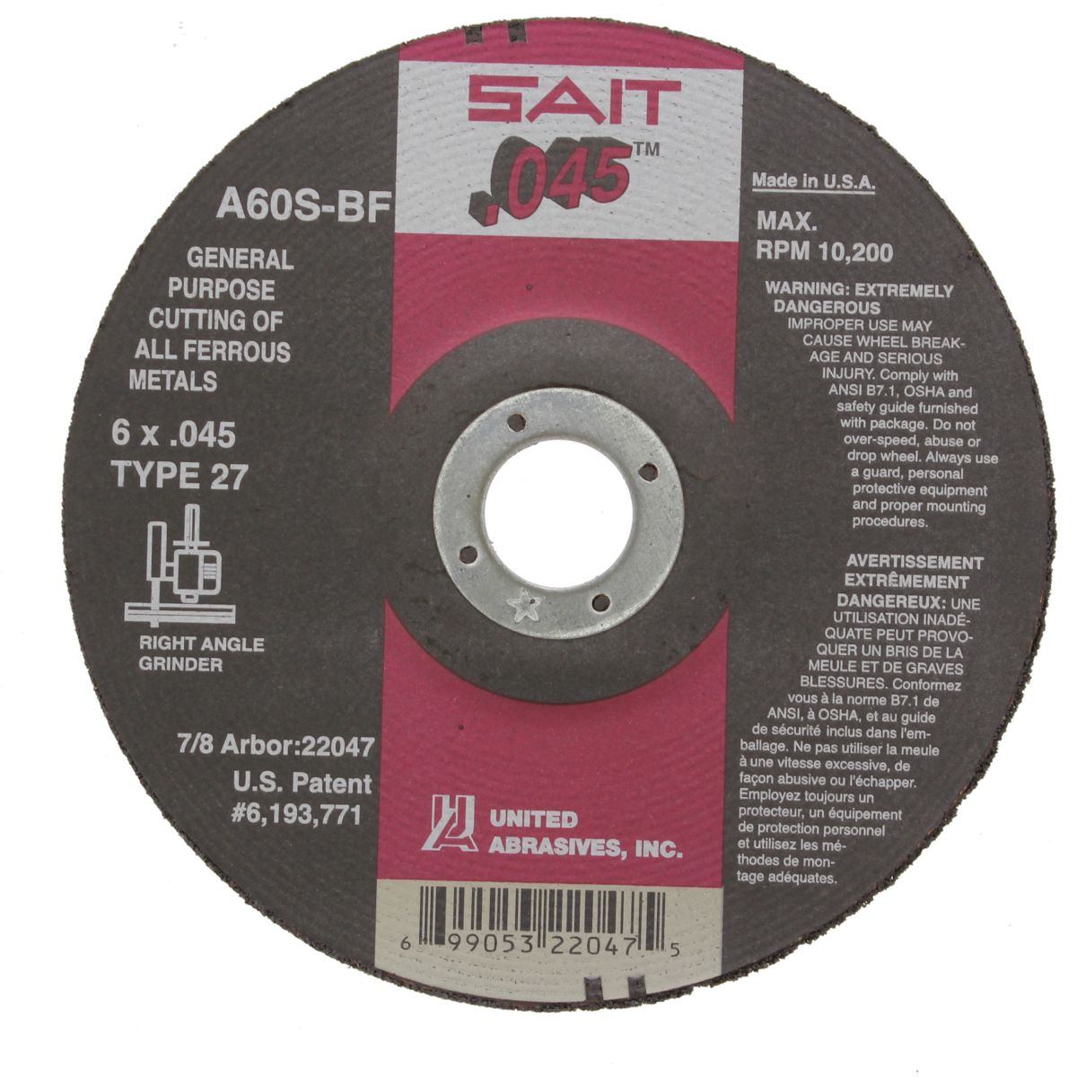6" x .045" x 7/8" Type 27 Cut-Off Wheel for Metal
