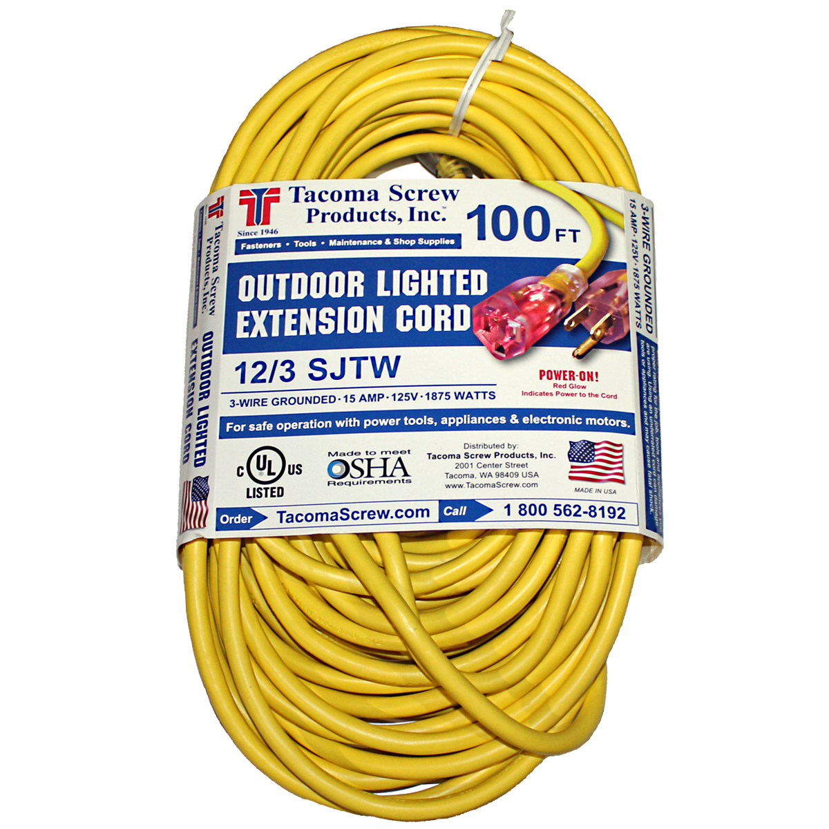 Tacoma Screw Products  100 Ft. Heavy Duty Extension Cord with Lighted End