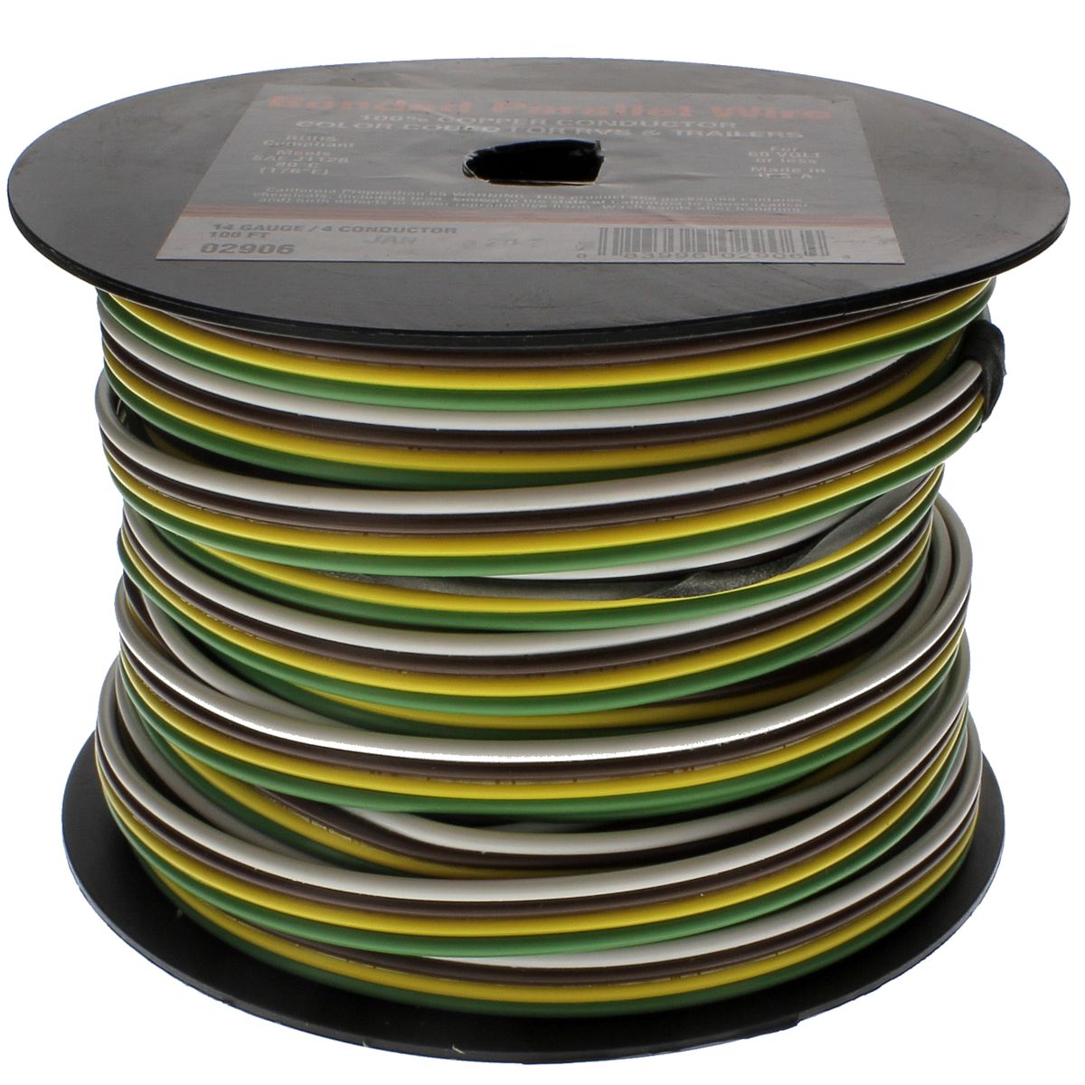 14 AWG 4 Conductor Bonded Trailer Wire, 100 ft.