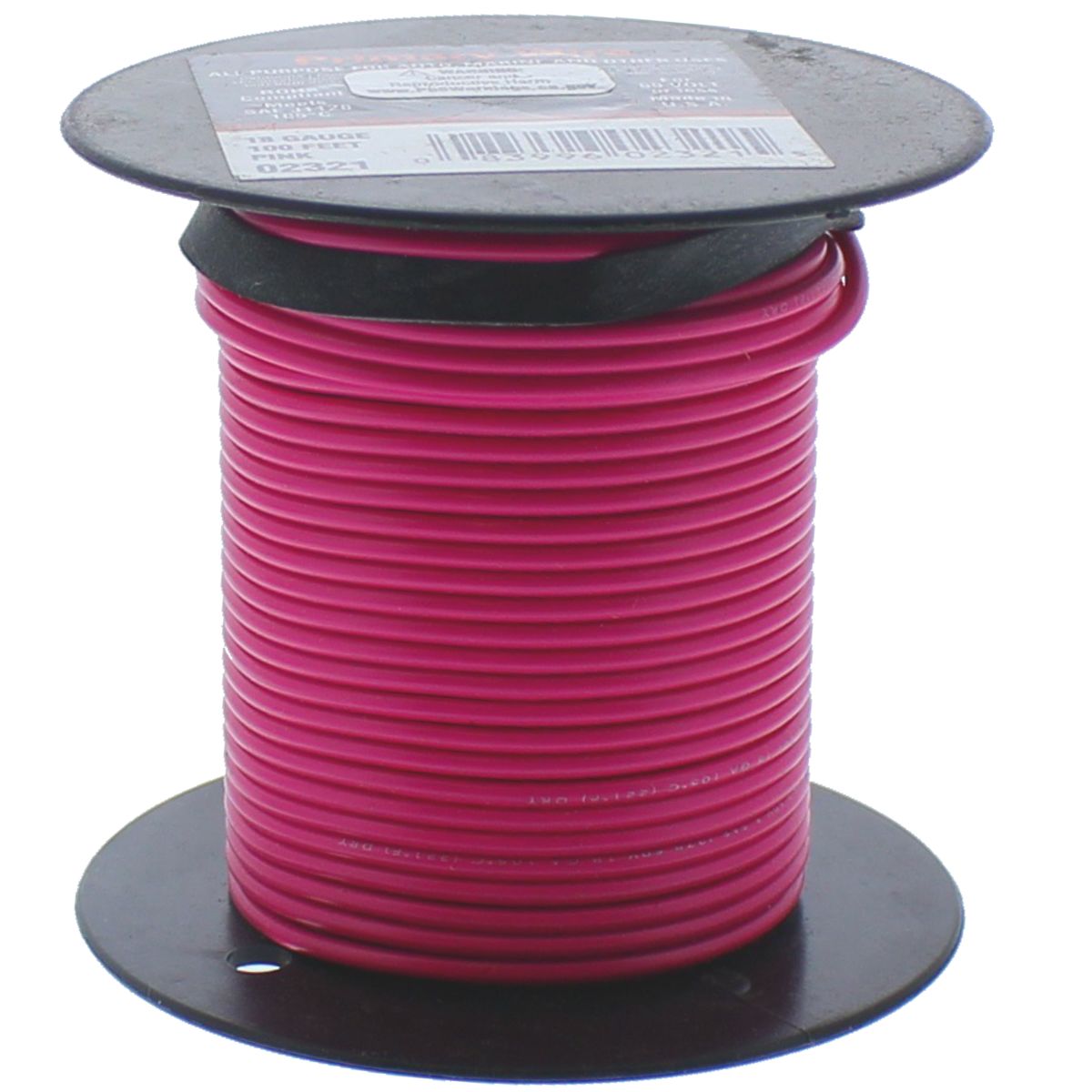 Tacoma Screw Products  18 AWG x 100 ft. Primary Wire — Single Conductor —  Pink