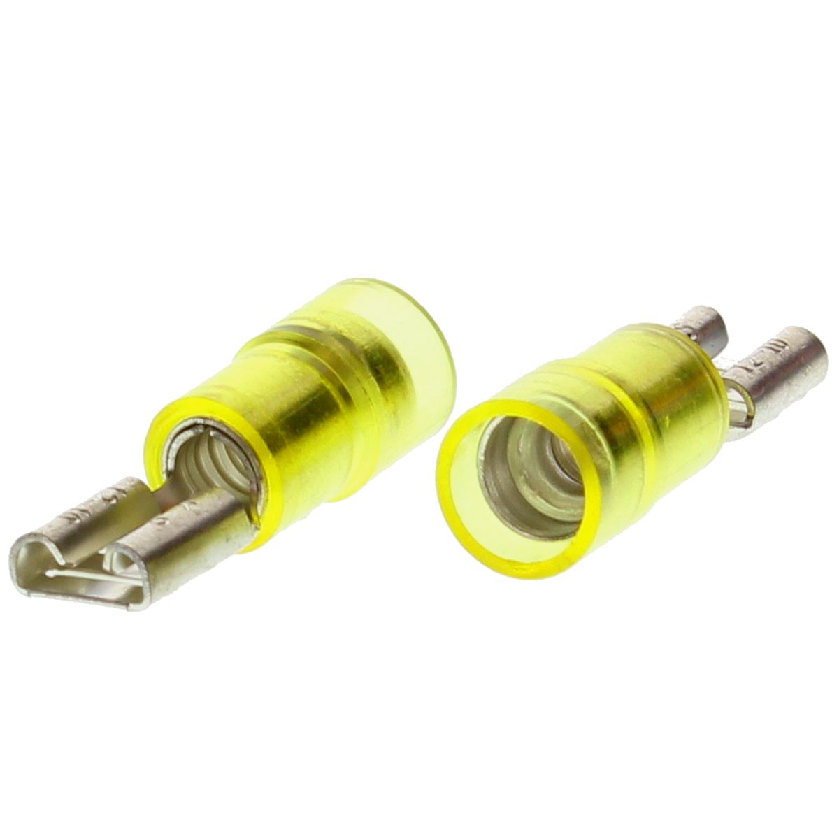 12-10 AWG Yellow Nylon Insulated (.250"/6.35 mm) Female Quick Connectors, 50/PKG