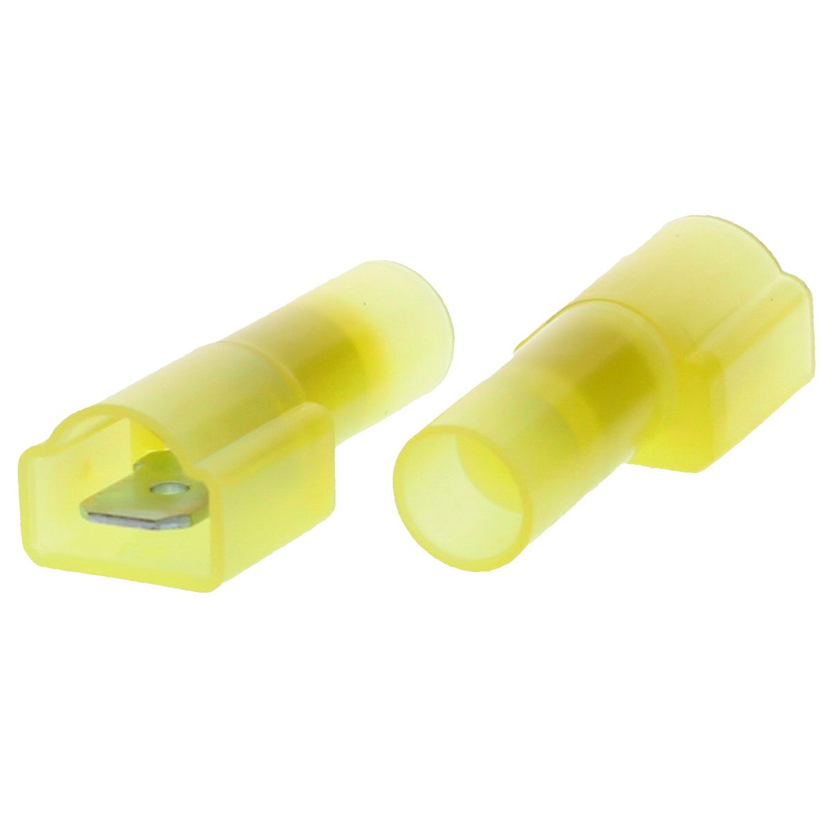 12-10 AWG Yellow Nylon Fully Insulated (.250"/6.35 mm) Male Quick Connectors, 50/PKG