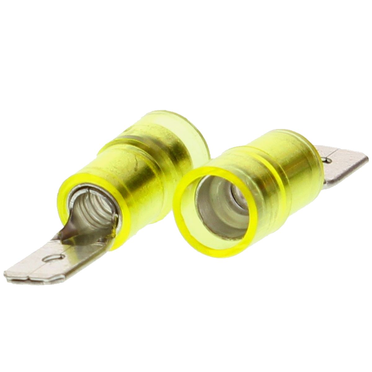 12-10 AWG Yellow Nylon Insulated (.250"/6.35 mm) Male Quick Connectors, 50/PKG