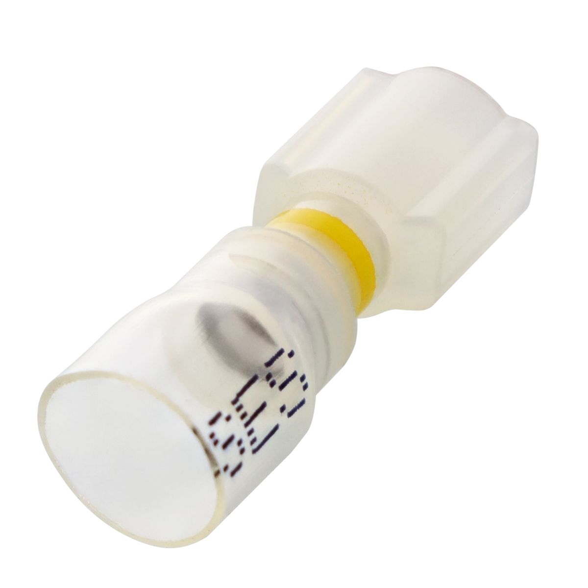 12-10 AWG Yellow Crystal Clear Heat Sealed Fully Insulated Male Quick Connectors 25/PKG