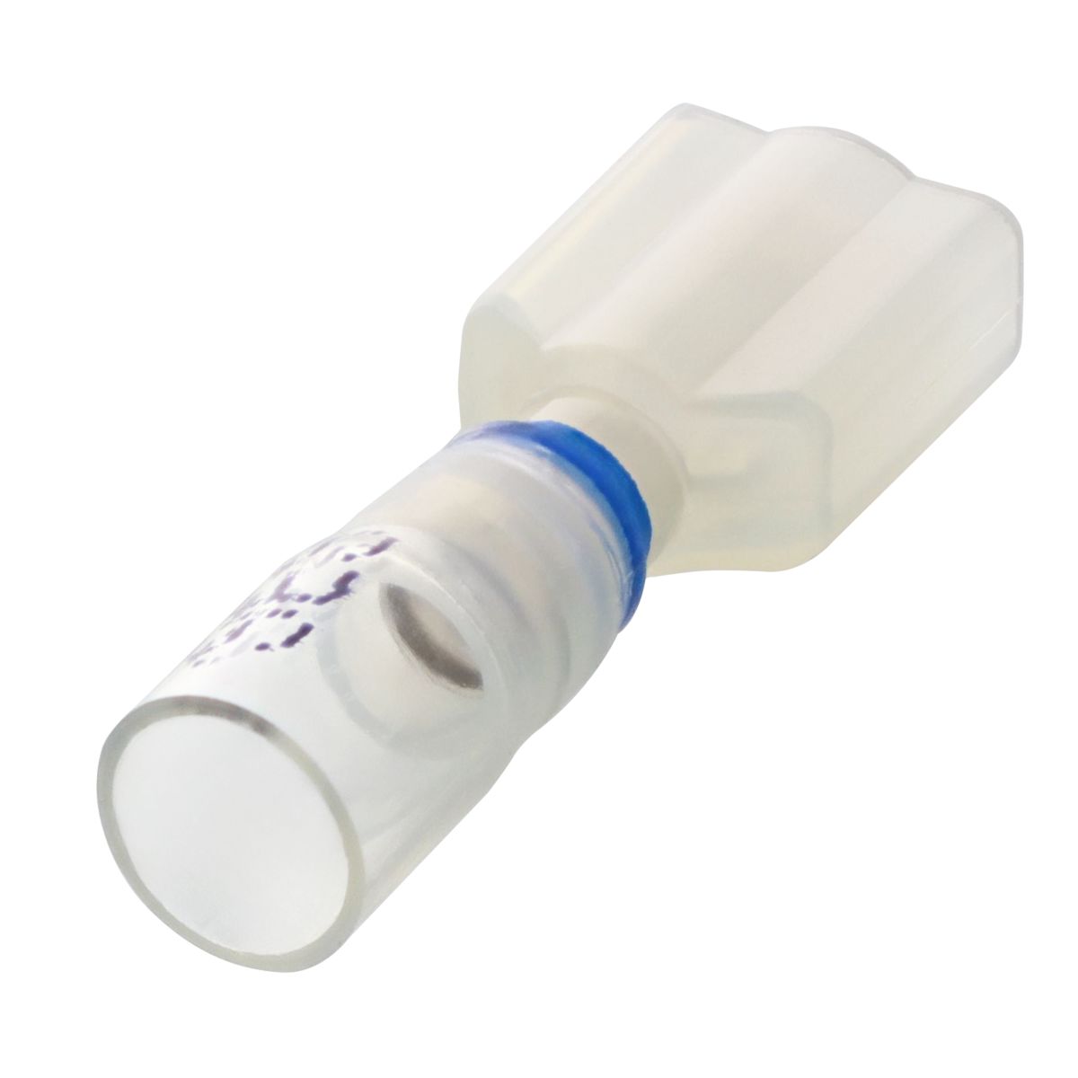 16-14 AWG Blue Crystal Clear Heat Sealed Fully Insulated Male Quick Connectors 25/PKG