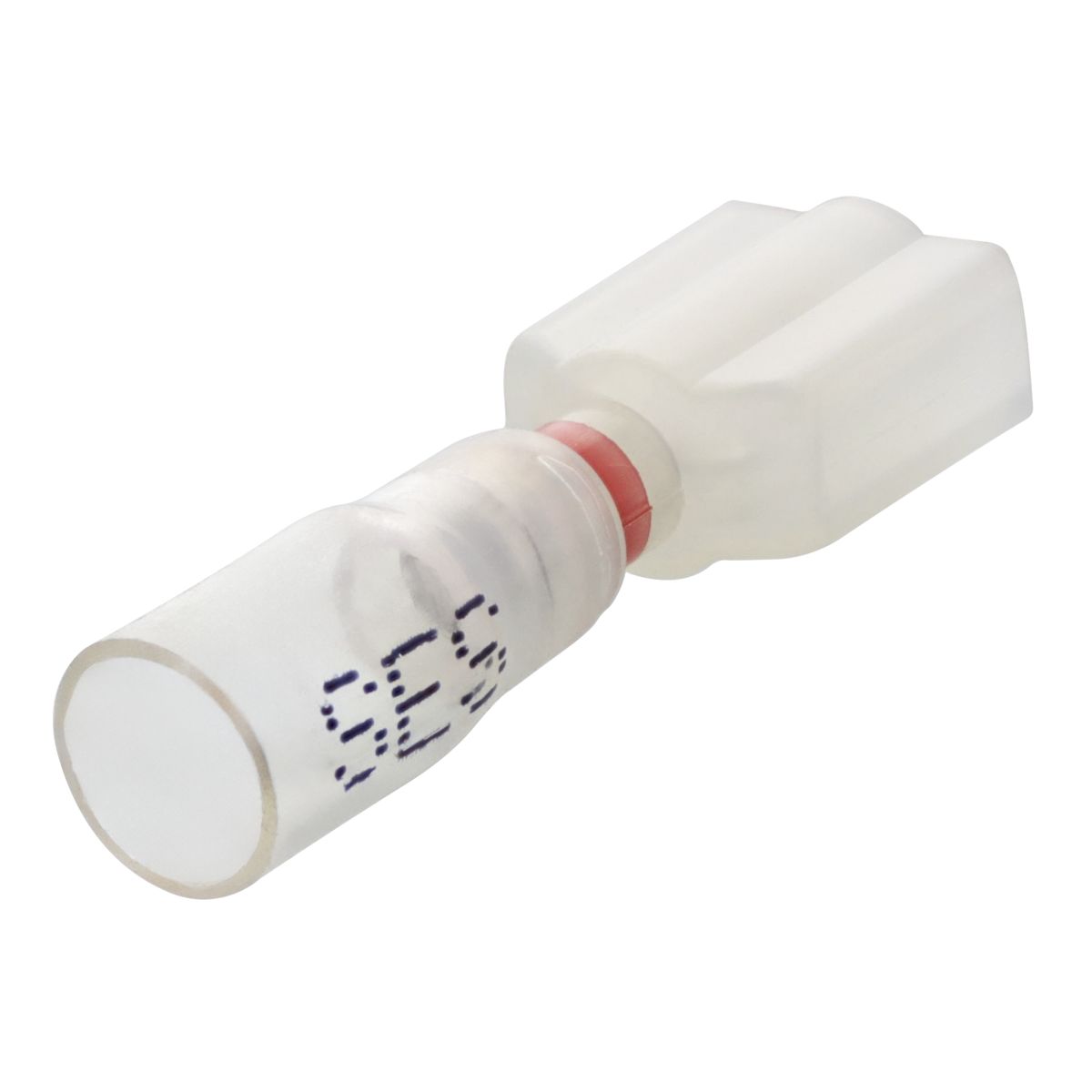 22-18 AWG Red Crystal Clear Heat Sealed Fully Insulated Male Quick Connectors 25/PKG