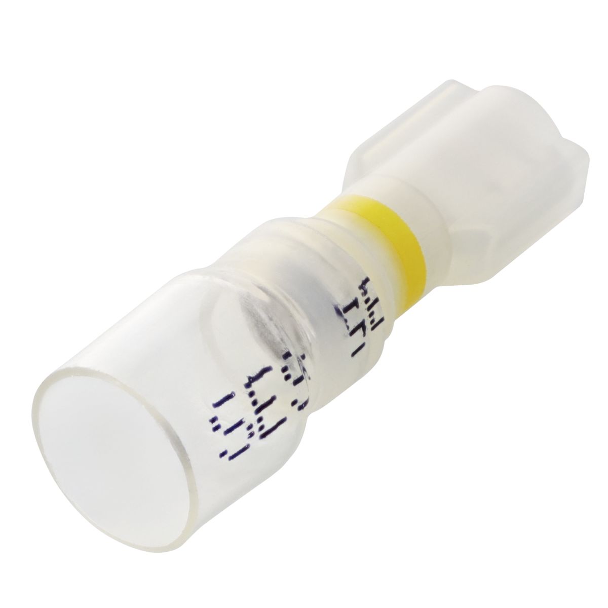 12-10 AWG Yellow Crystal Clear Heat Sealed Fully Insulated Female Quick Connectors 25/PKG