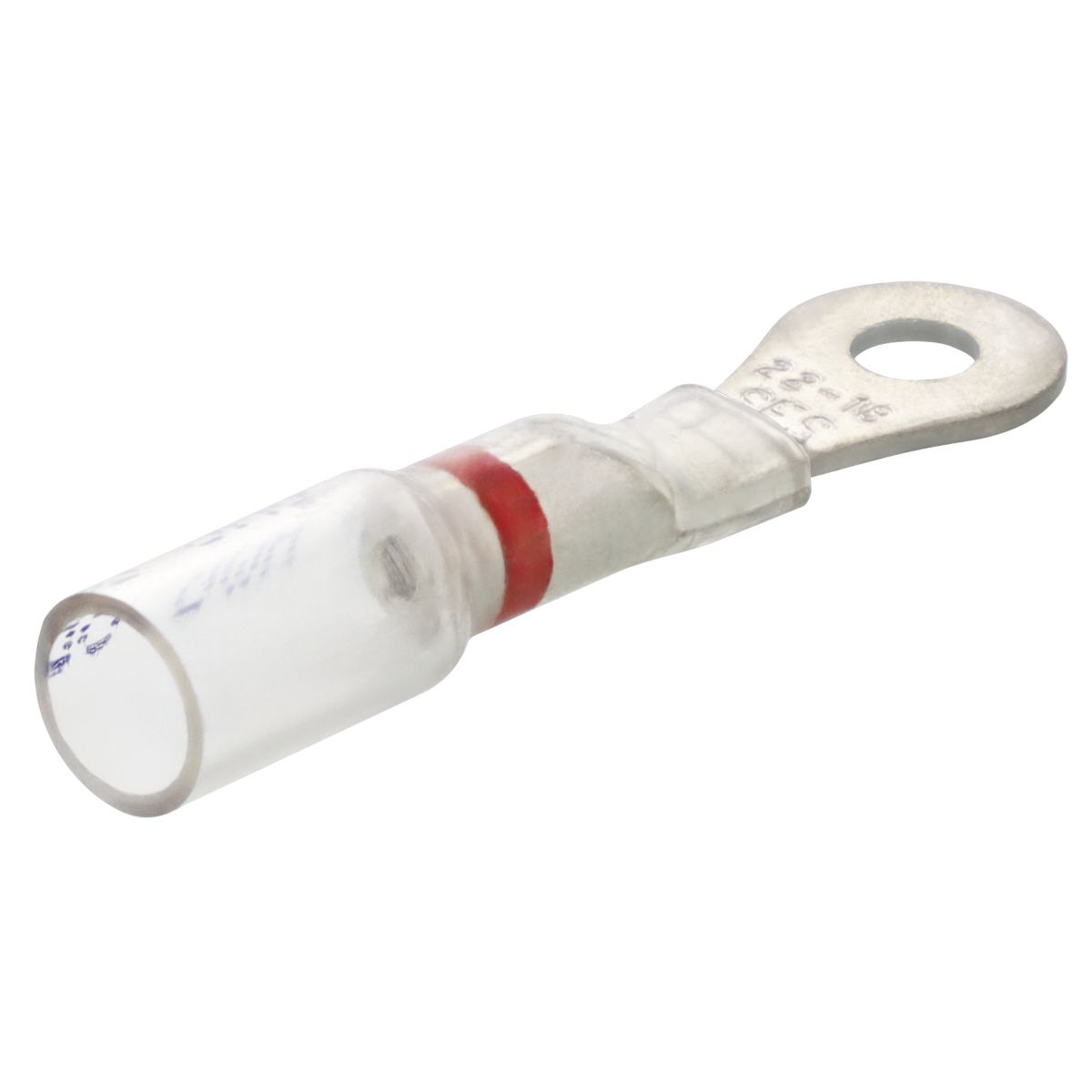 #6 Stud 22-18 AWG Red Crystal Clear Heat Sealed Ring 25/PKG