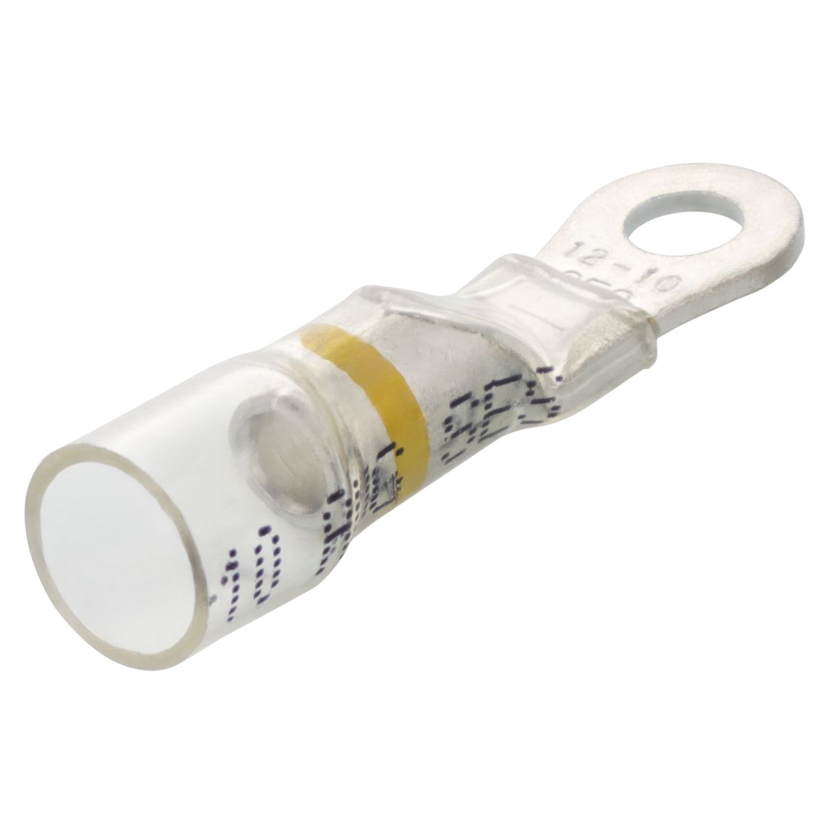 #8 Stud 12-10 AWG Yellow Crystal Clear Heat Sealed Ring 25/PKG