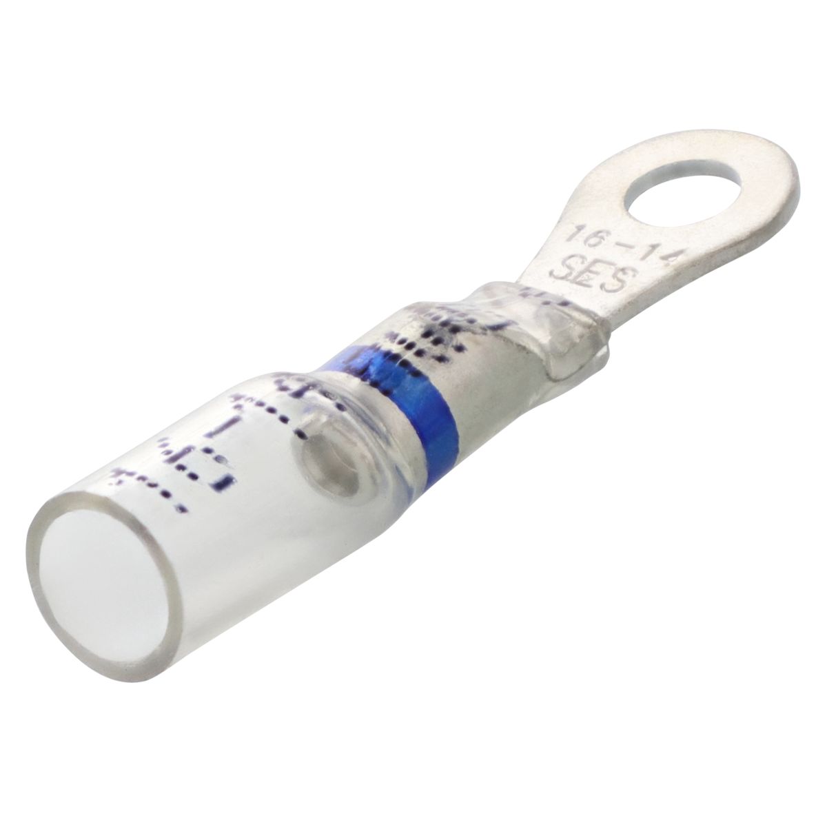 #8 Stud 16-14 AWG Blue Crystal Clear Heat Sealed Ring 25/PKG