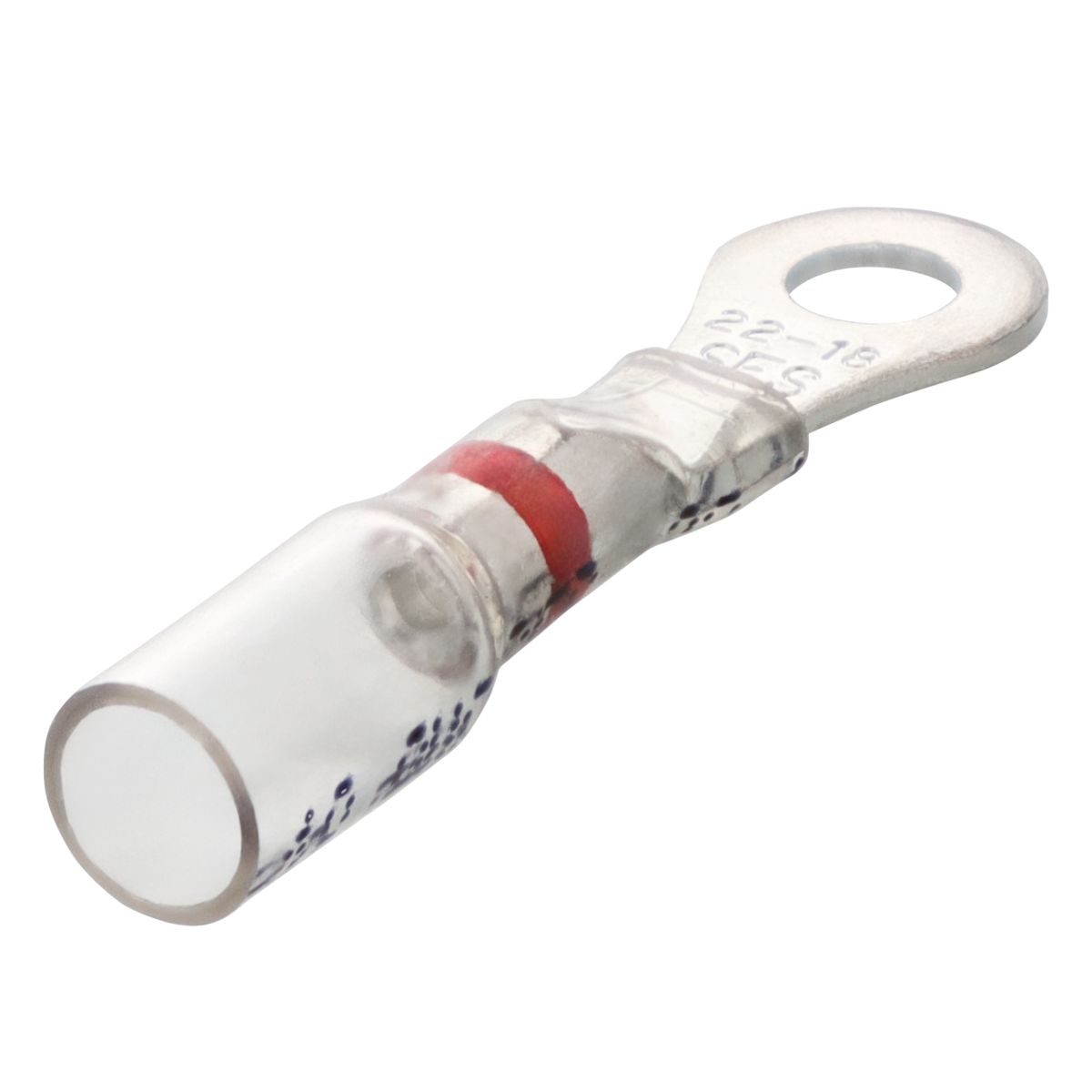 #10 Stud 22-18 AWG Red Crystal Clear Heat Sealed Ring 25/PKG