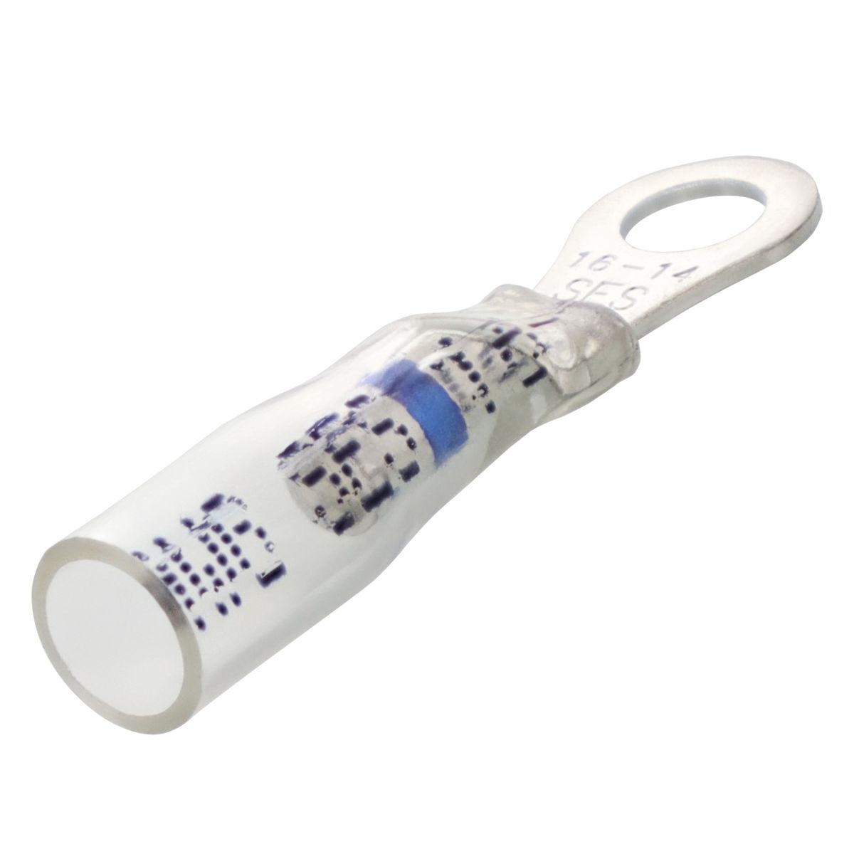 #10 Stud 16-14 AWG Blue Crystal Clear Heat Sealed Ring 25/PKG